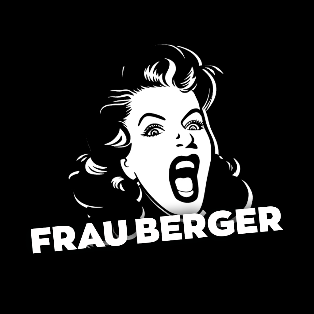 Frau Berger – Wortmarke auf Schwarz